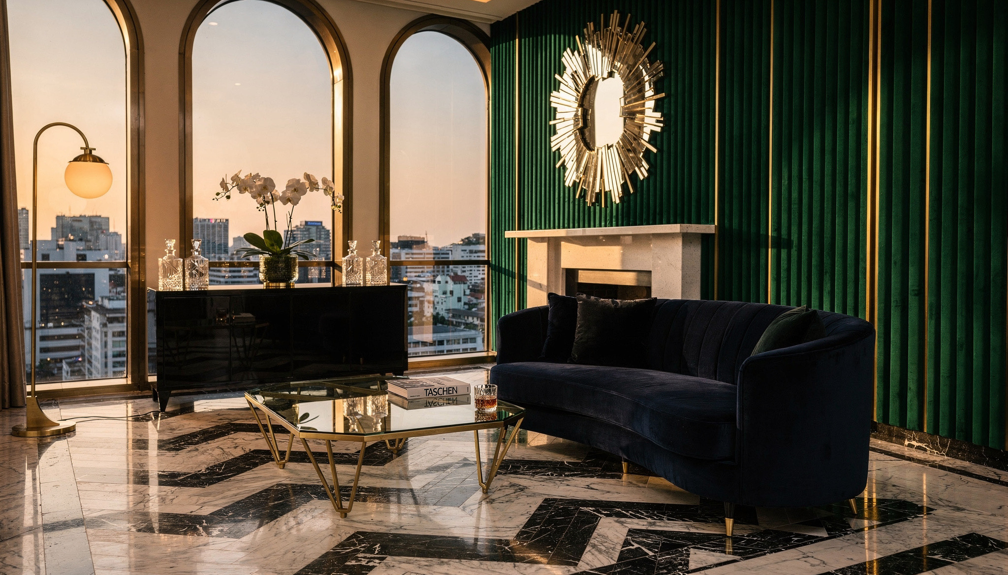 Modern Art Deco Interior Design Geometric Gold Velvet iDesign88