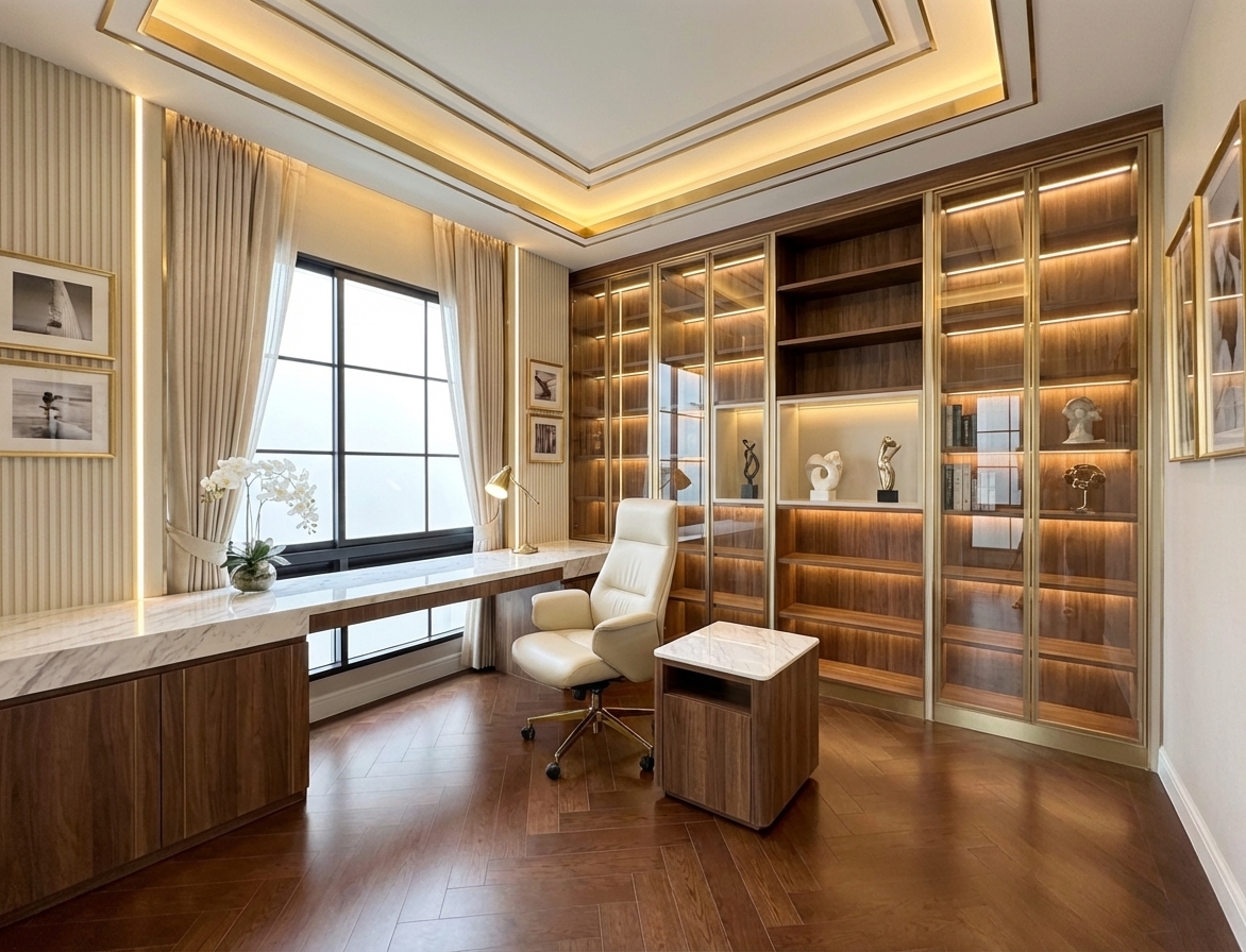 Modern Luxury Study Room Interior Design by iDesign88