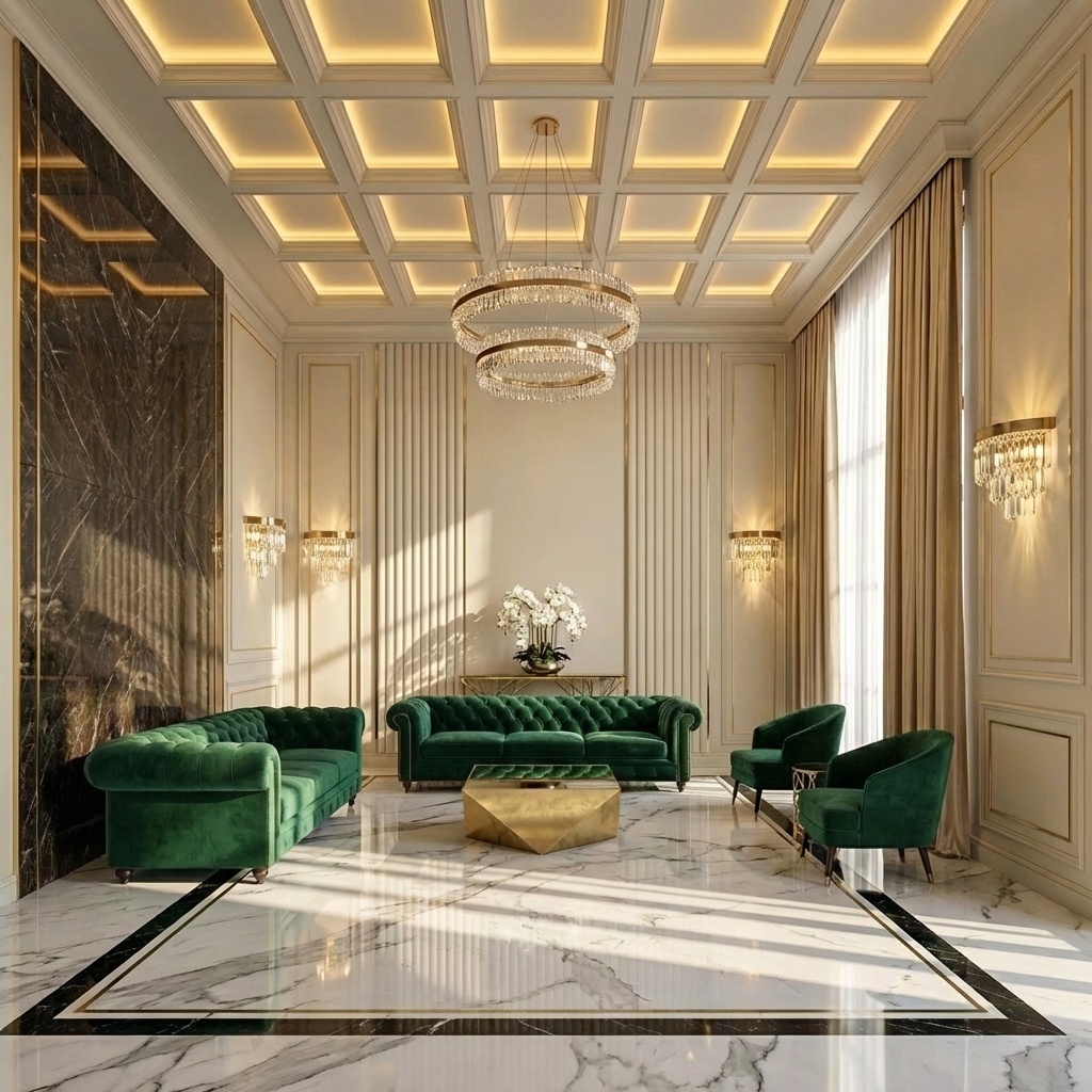 Modern Classic Living Room Interior Design by iDesign88