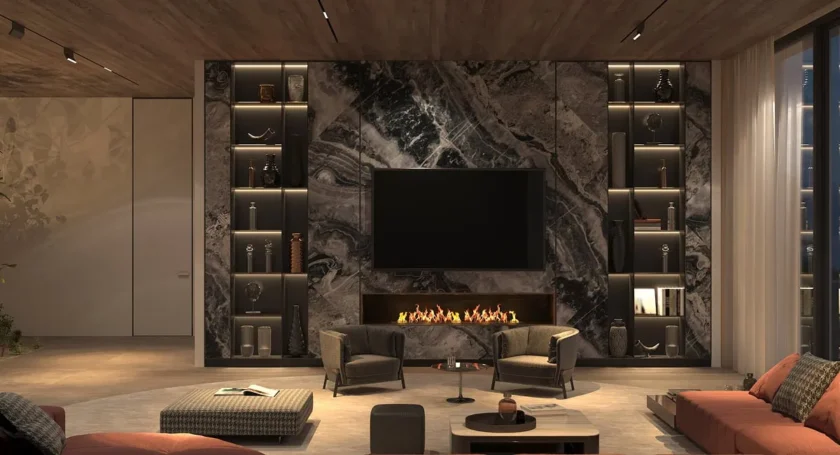 บิ้วอินชั้นวางทีวีโมเดิร์นสไตล์ลักชัวรี