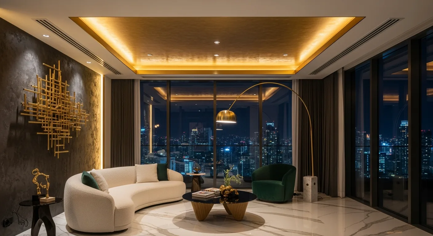 Condo Design Portfolio Modern Luxury Spacious Living Room Wood Panel Chandelier iDesign88