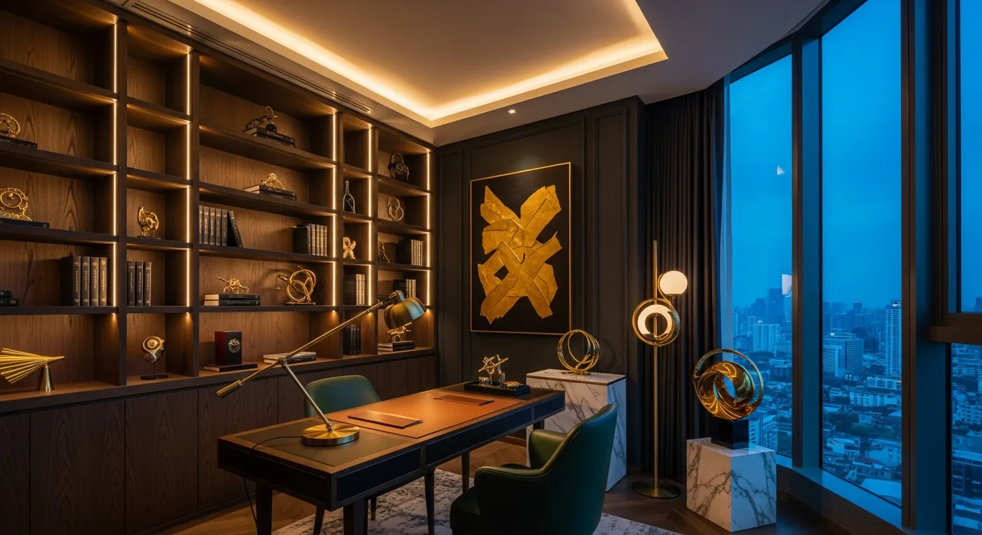 ผลงานออกแบบ Penthouse คอนโด City View Wood Built-in Shelf iDesign88 กรุงเทพ