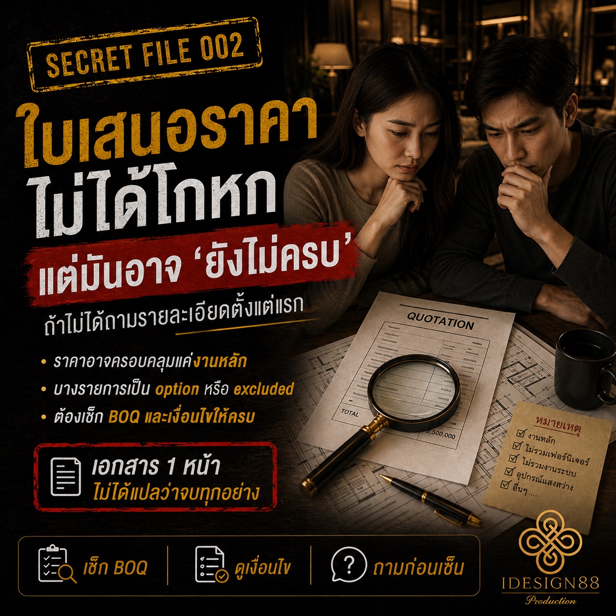 ใบเสนอราคาตกแต่งภายใน ตรวจ BOQ ให้ครบ