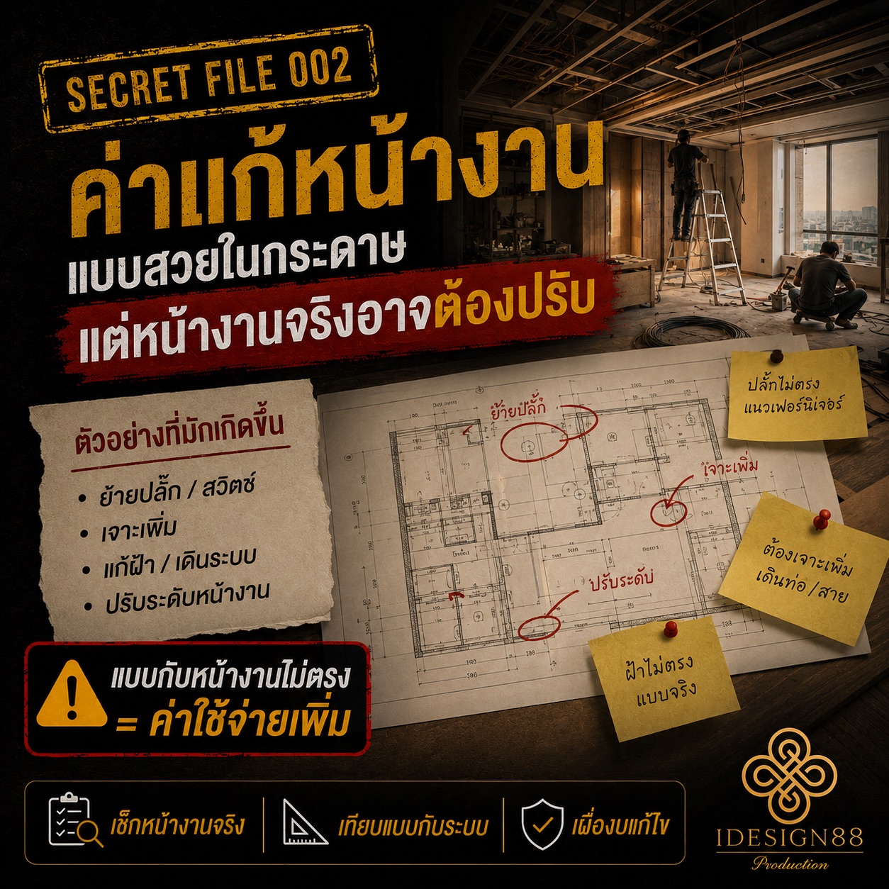 ค่าแก้หน้างานในงานตกแต่งภายใน