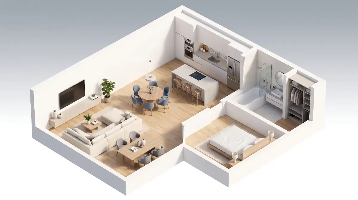 การตรวจแบบ 3D ตกแต่งภายในก่อนอนุมัติผลิตเฟอร์นิเจอร์และติดตั้งจริง